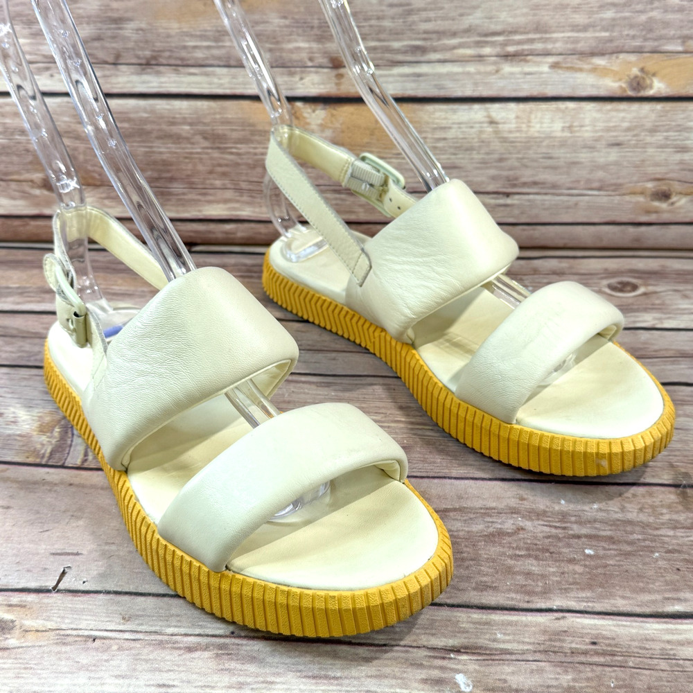 Sorel Womens Honey White & Yellow Ona Streetworks GoTo Flat Sandals 8